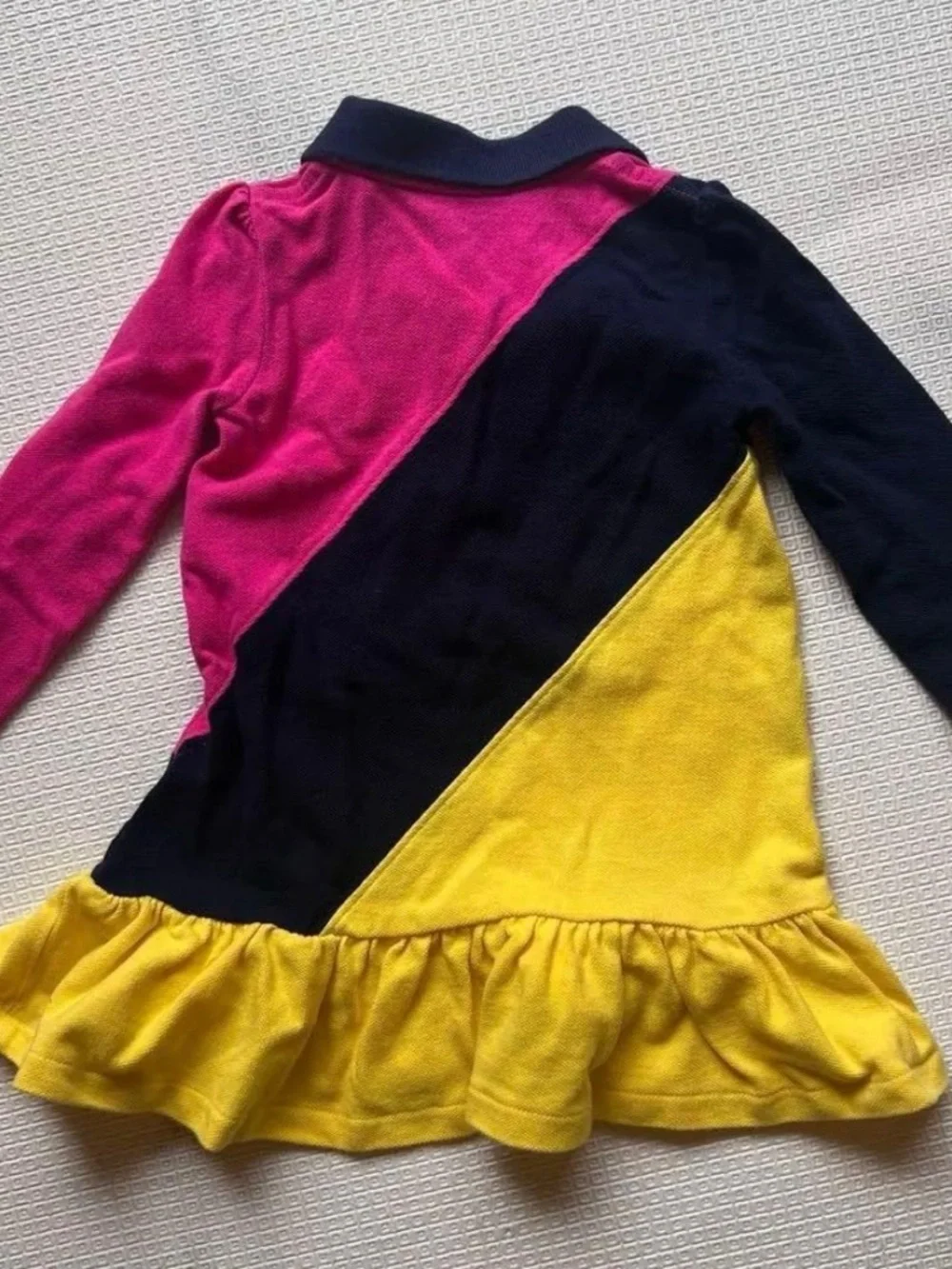 VGC-1-3 Month  Ralph Lauren Colorblock Polo Dress - Navy, Pink & Yellow